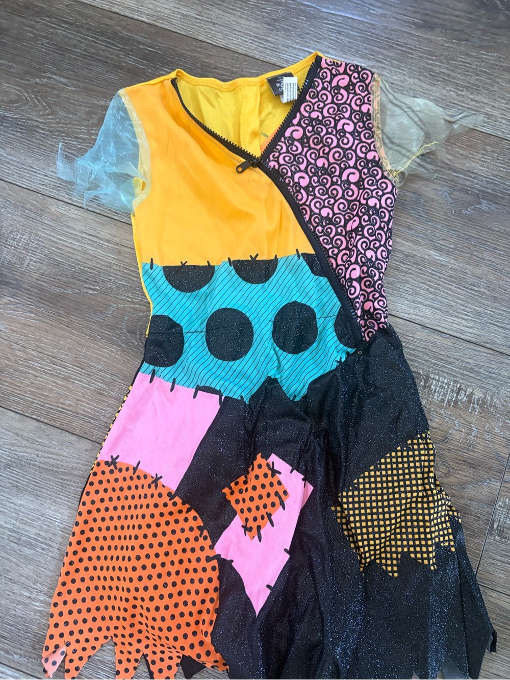 Kids Patchwork Halloween Costume Dress in Yellow, Pink & Teal size 5